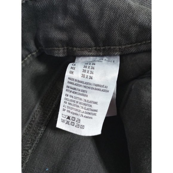 American Eagle Skinny Jeans Men's Size 30x34 Next Level Flex Gray Distressed - Picture 4 of 8